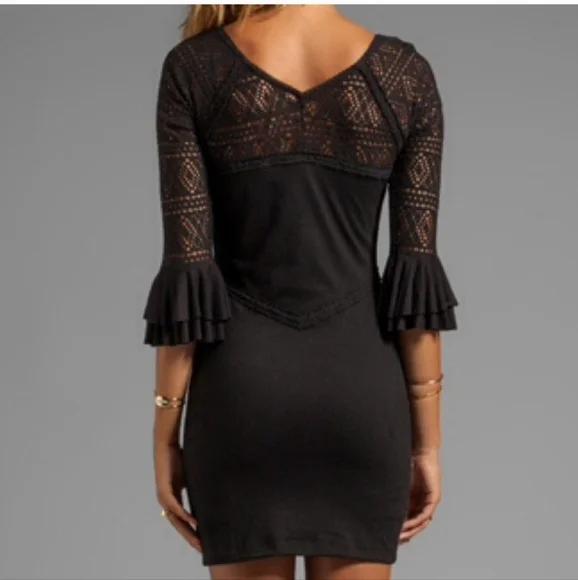 Free People Crochet Black Mini Dress XS - Picture 3 of 10